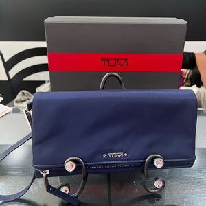 TUMI Blue Clutch with Silver Accents